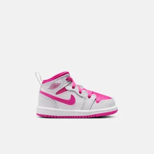 Air Jordan Kids' 1 Mid Iris Whisper Fire Pink (TD)