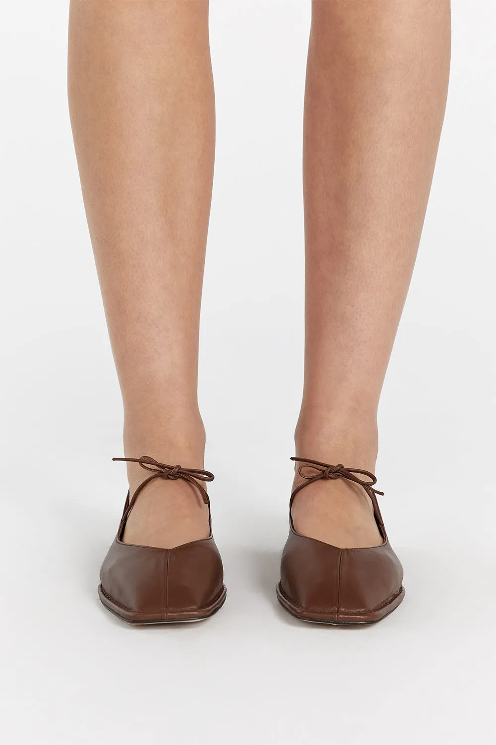 ALOHAS SWAY CHESTNUT LEATHER FLAT