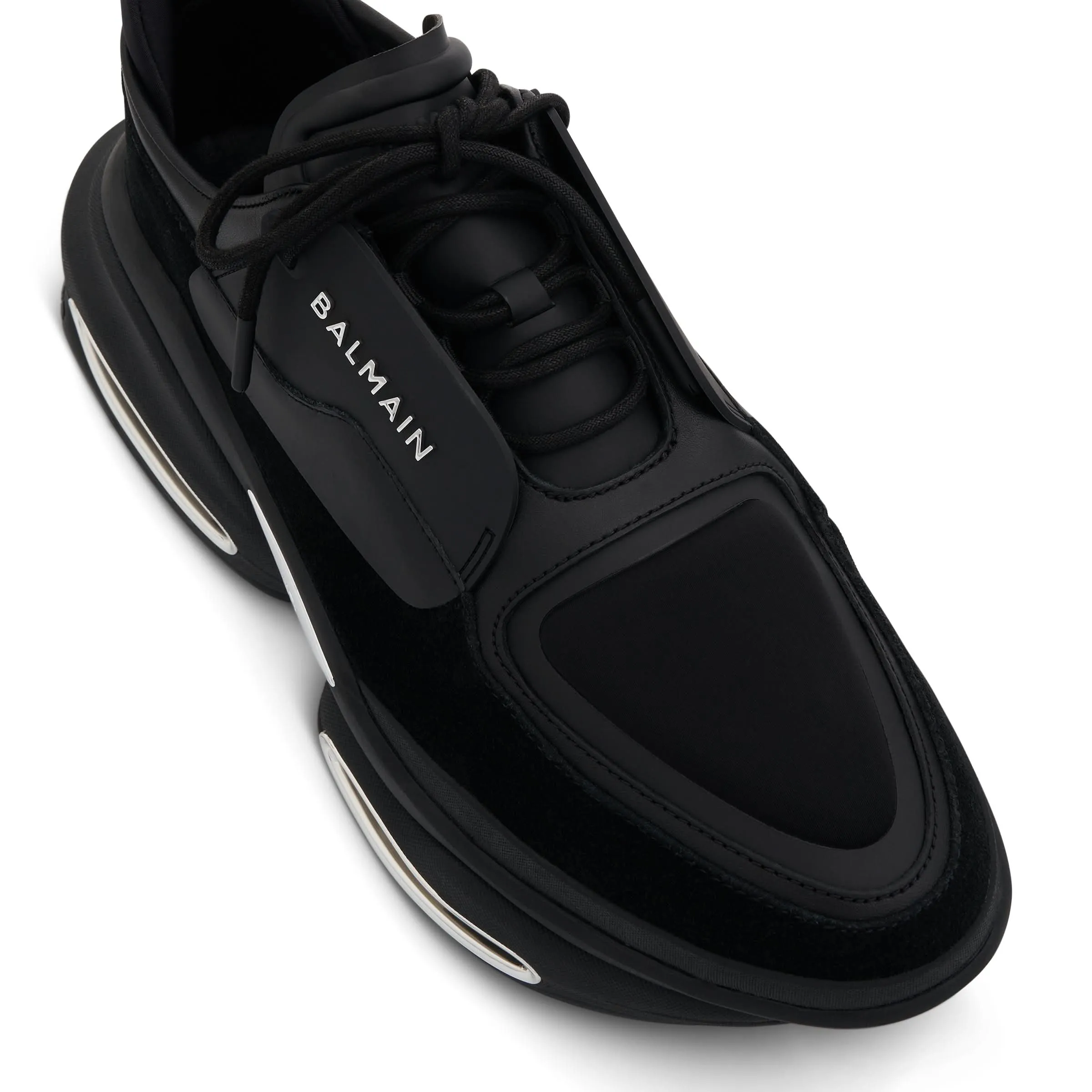 B-Bold Low Puffy Neoprene & Calfskin Sneaker in Black