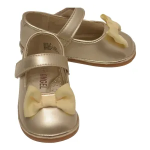 Baby Girls Gold Patent Grosgrain Bow Mary Jane Casual Shoes 1-4 Baby