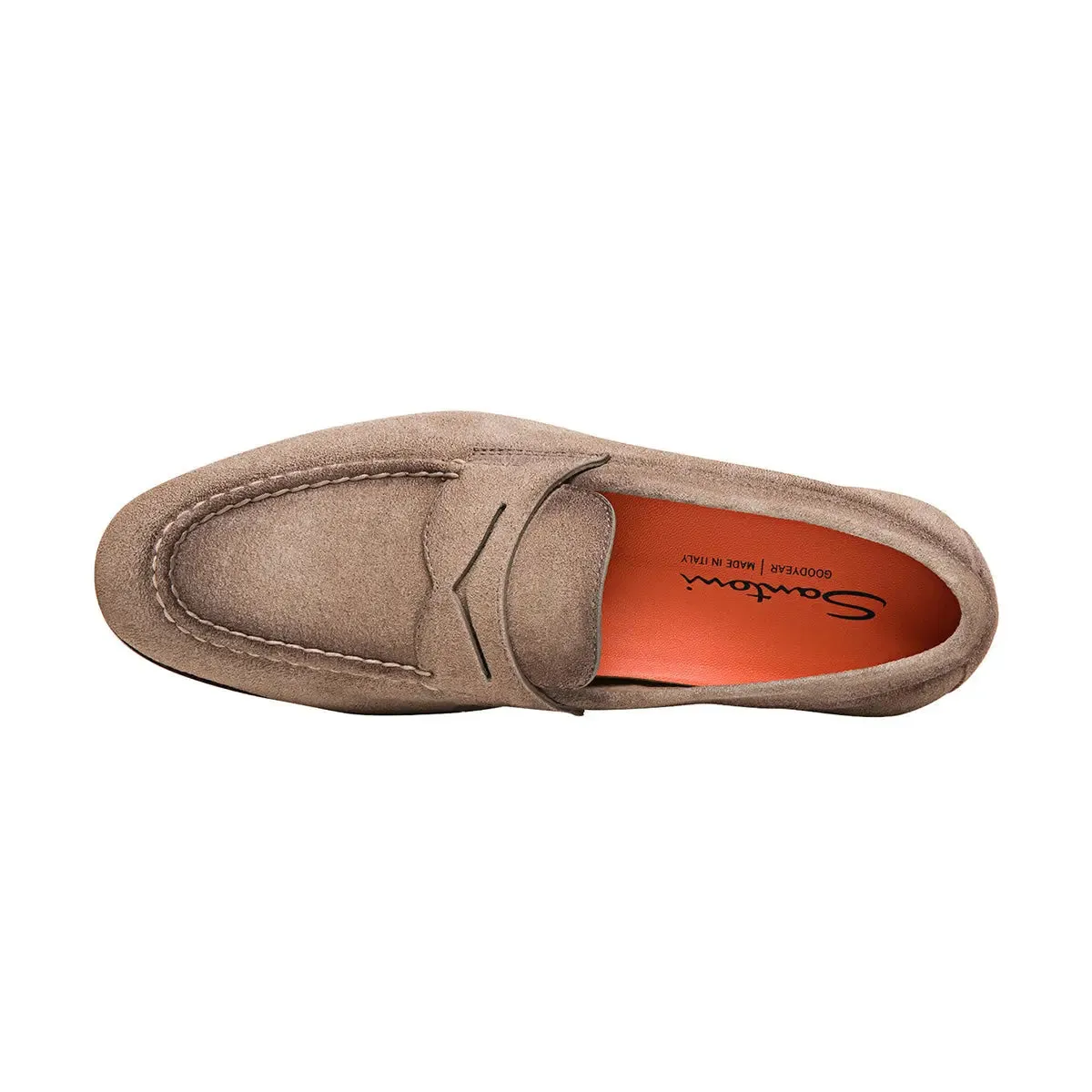 Beige Suede Slip-On Loafers