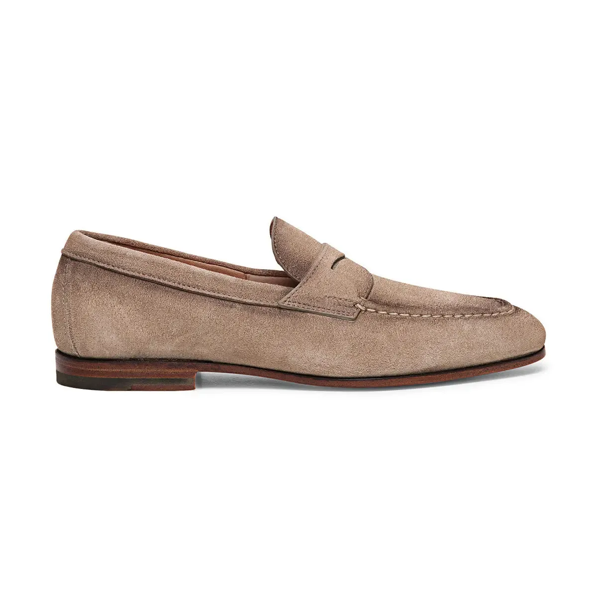 Beige Suede Slip-On Loafers