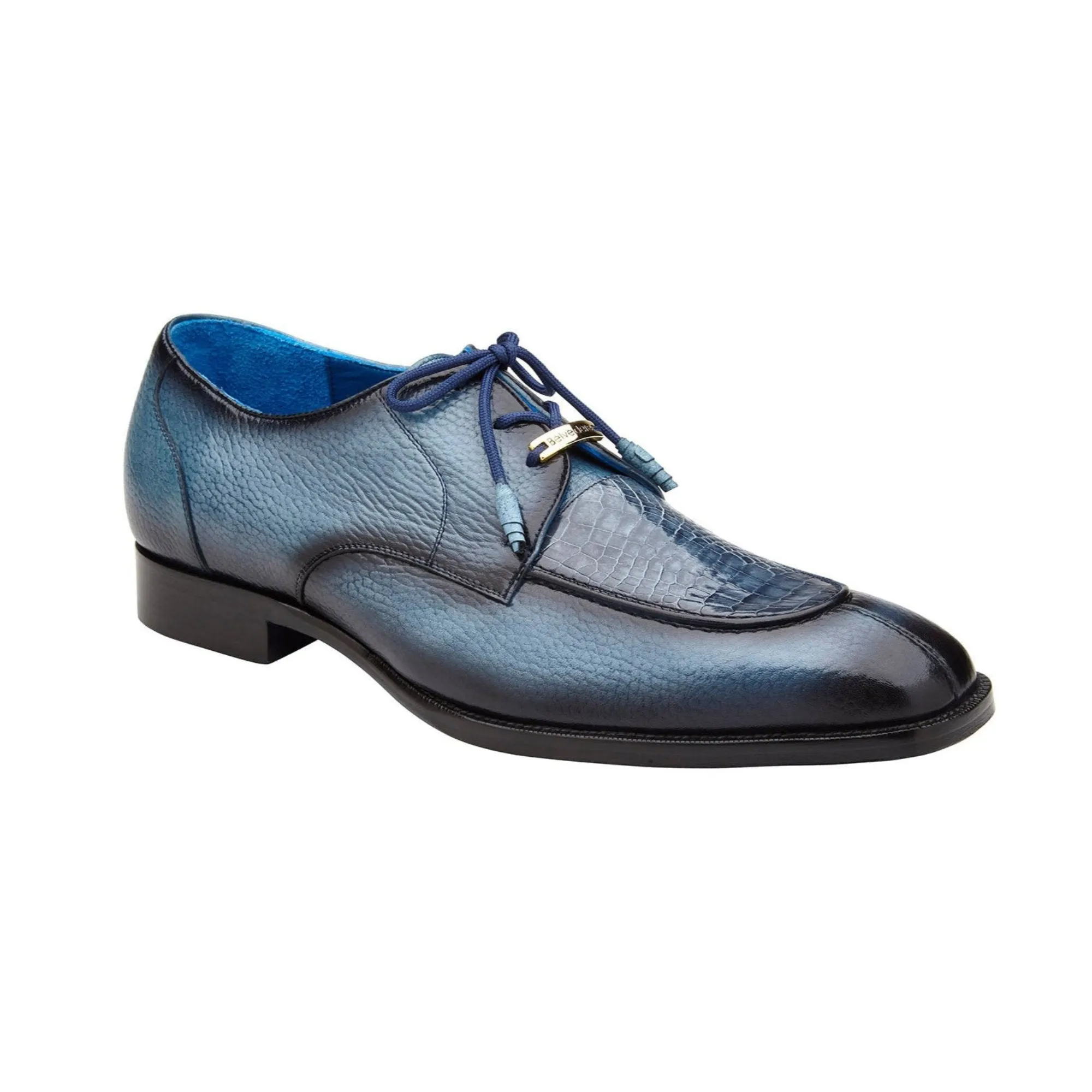 Belvedere Primo in Antique Blue Safari Alligator & Leather Oxfords