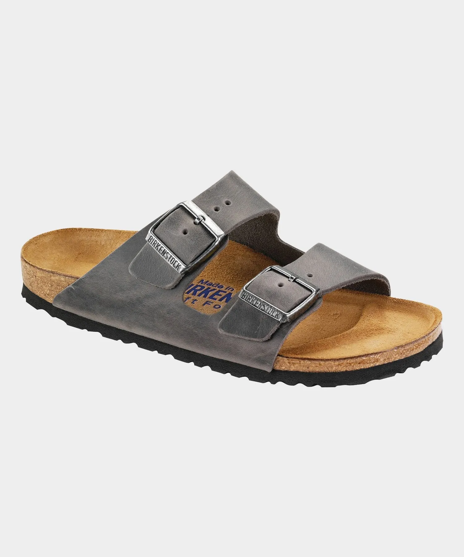 Birkenstock Arizona Oiled Leather Soft Footbed in Iron