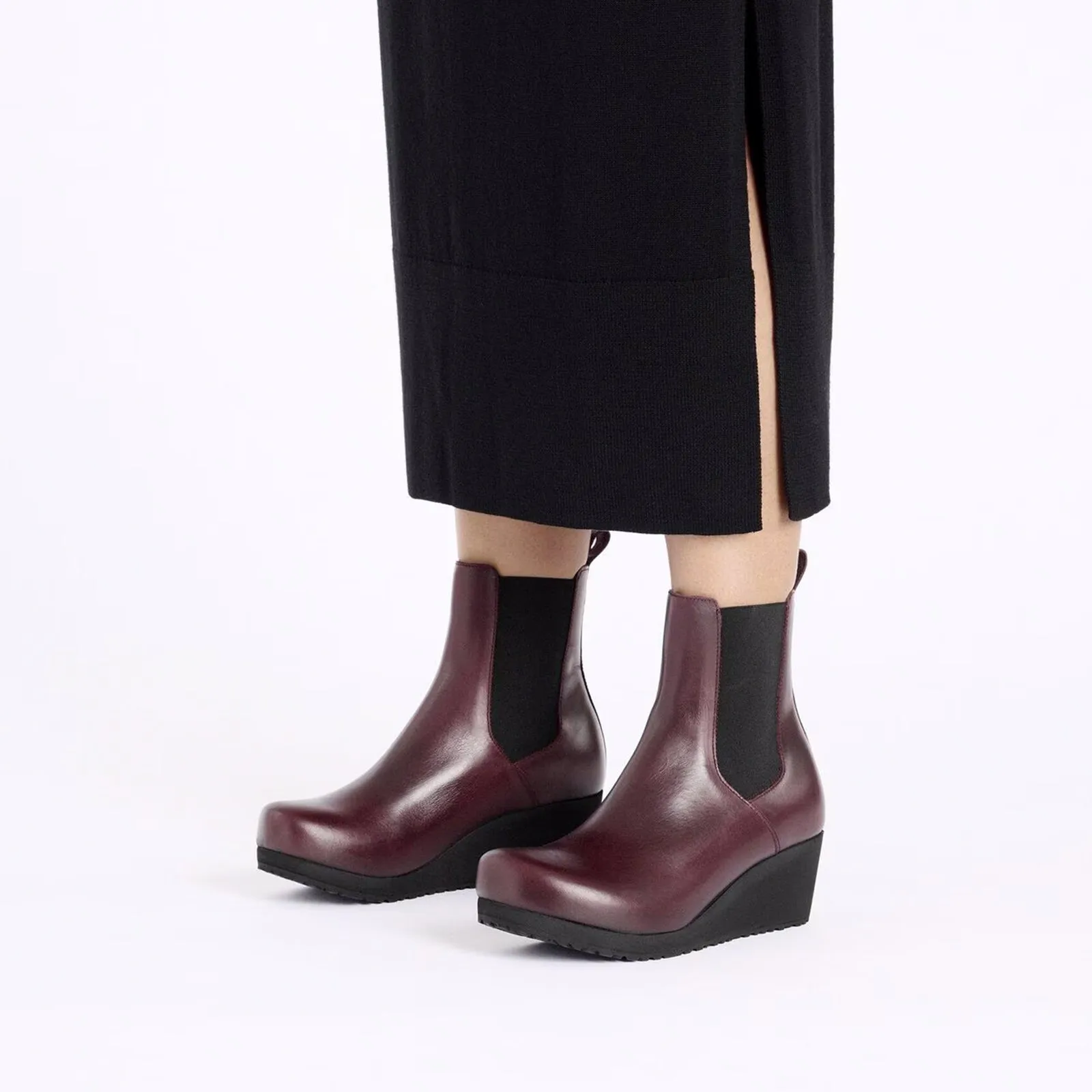 Birkenstock Ebba Narrow Chelsea Wedge Boot (Women) - Zinfandel Leather