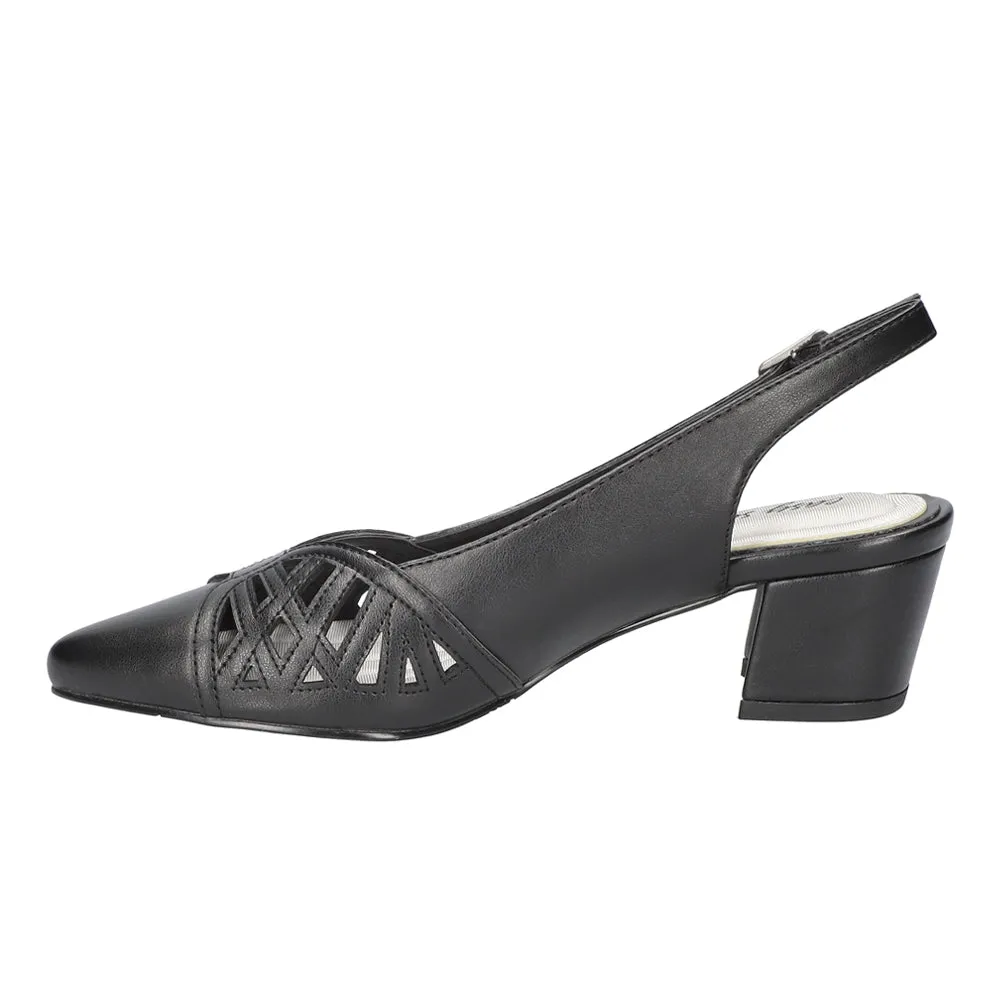 Bizzy Cut-Outs Sling Back Block Heel Pointed Toe Pumps