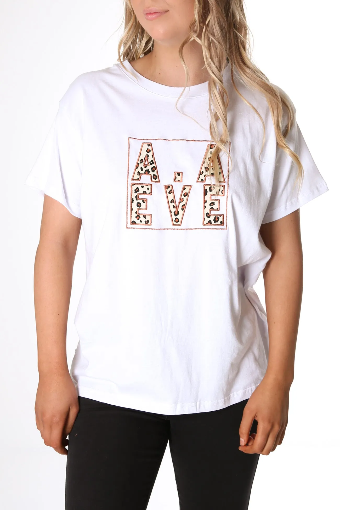 Bold Leopard Panelled Tee White