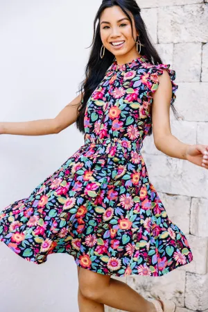 Bold Moves Black Floral Dress