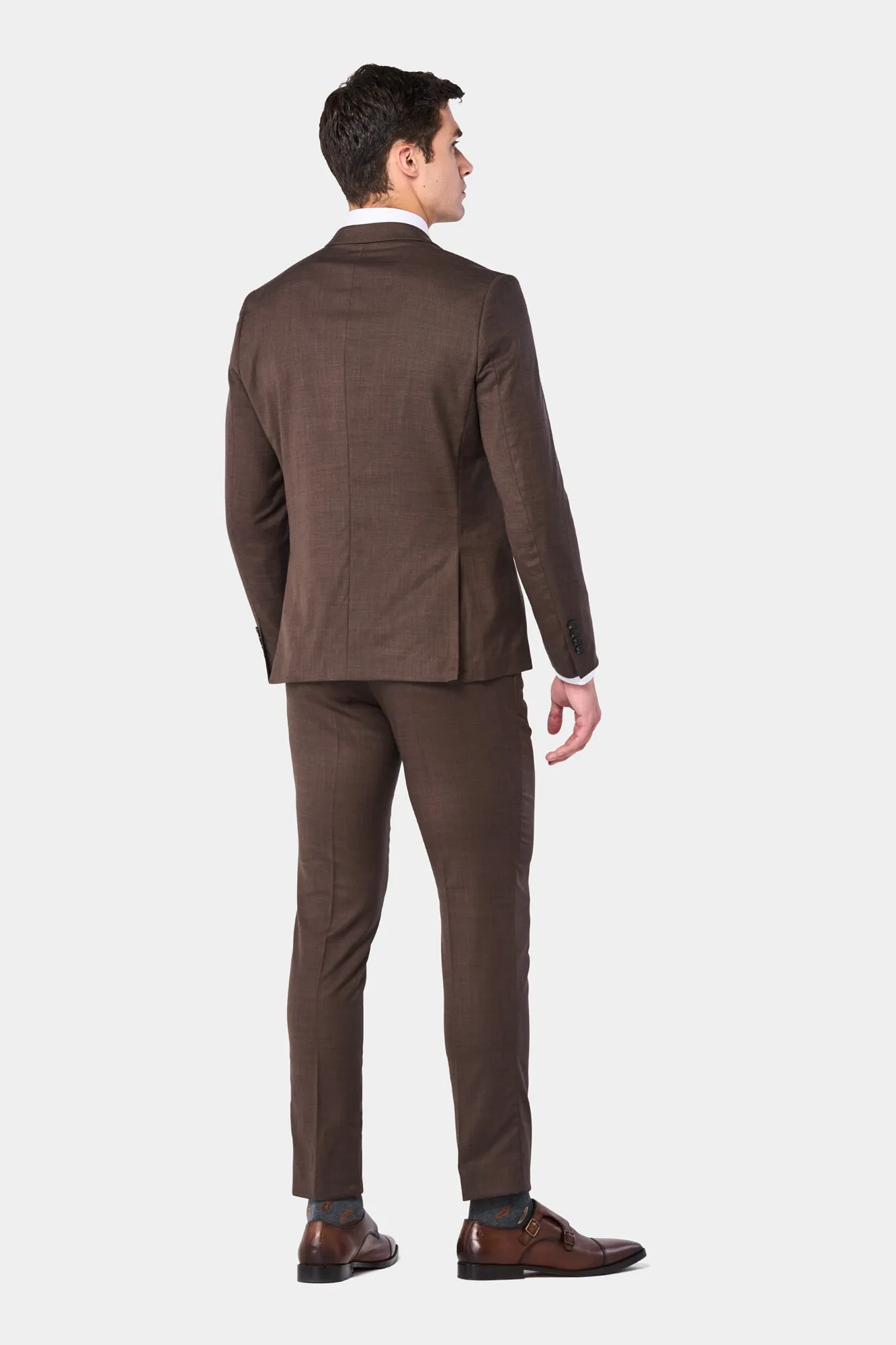 Brown Sharkskin 2 Button Suit