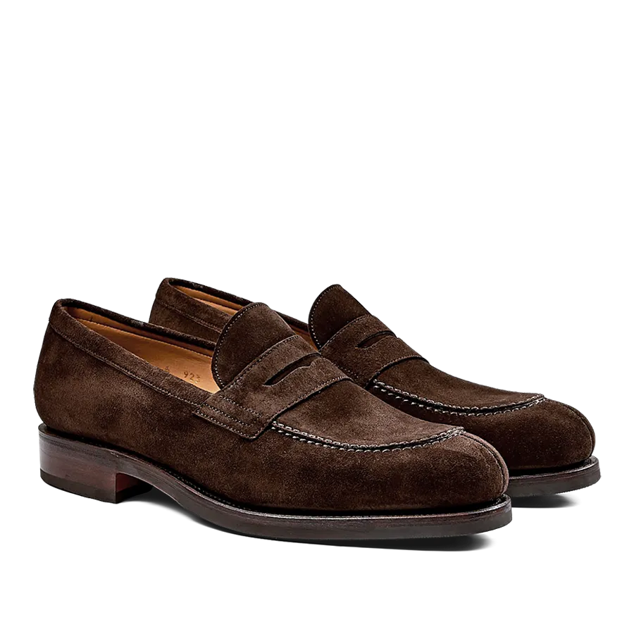 Brown Suede Forest Rubber Penny Loafers