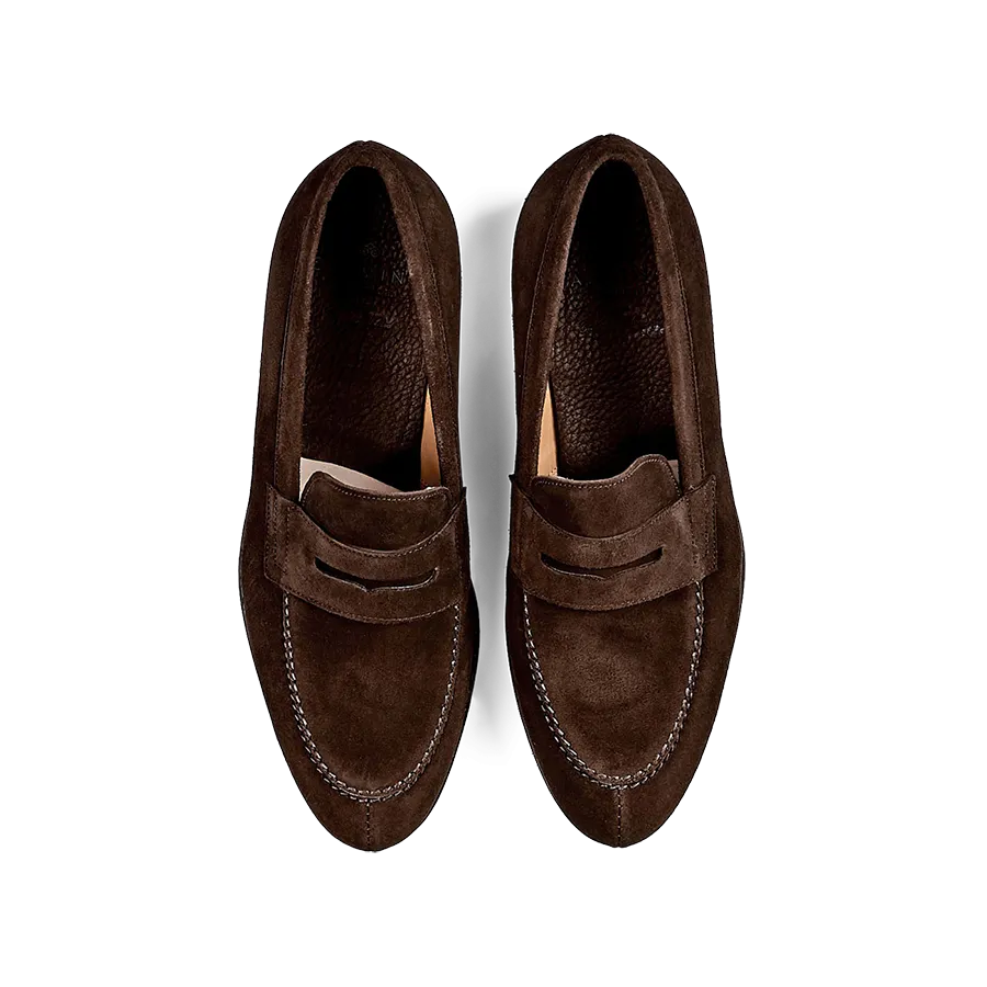 Brown Suede Forest Rubber Penny Loafers