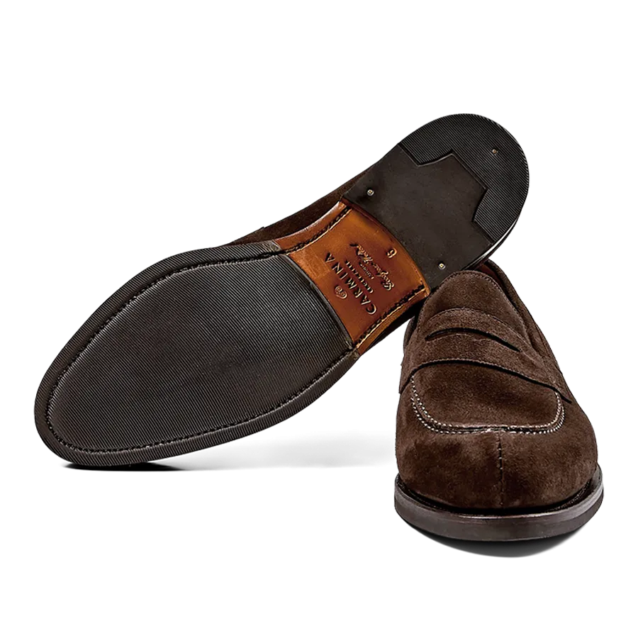 Brown Suede Forest Rubber Penny Loafers