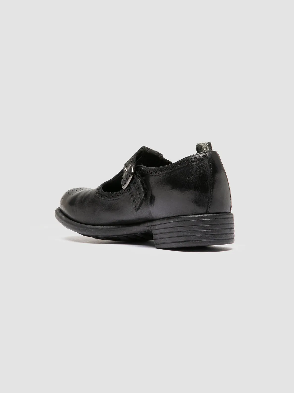 CALIXTE 071 - Black Leather T-Bar Shoes