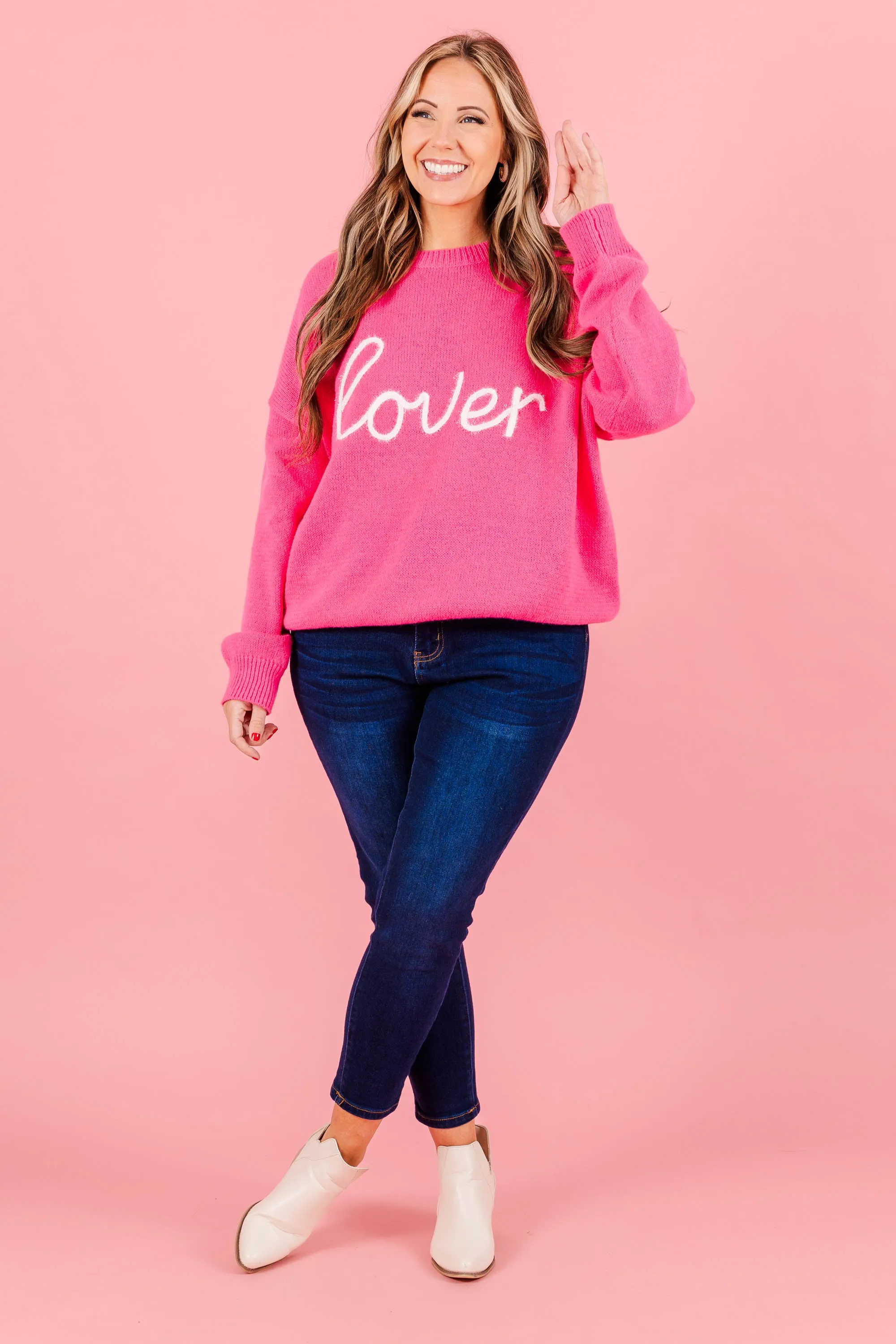 Can I Go Where You Go Sweater, Hot Pink