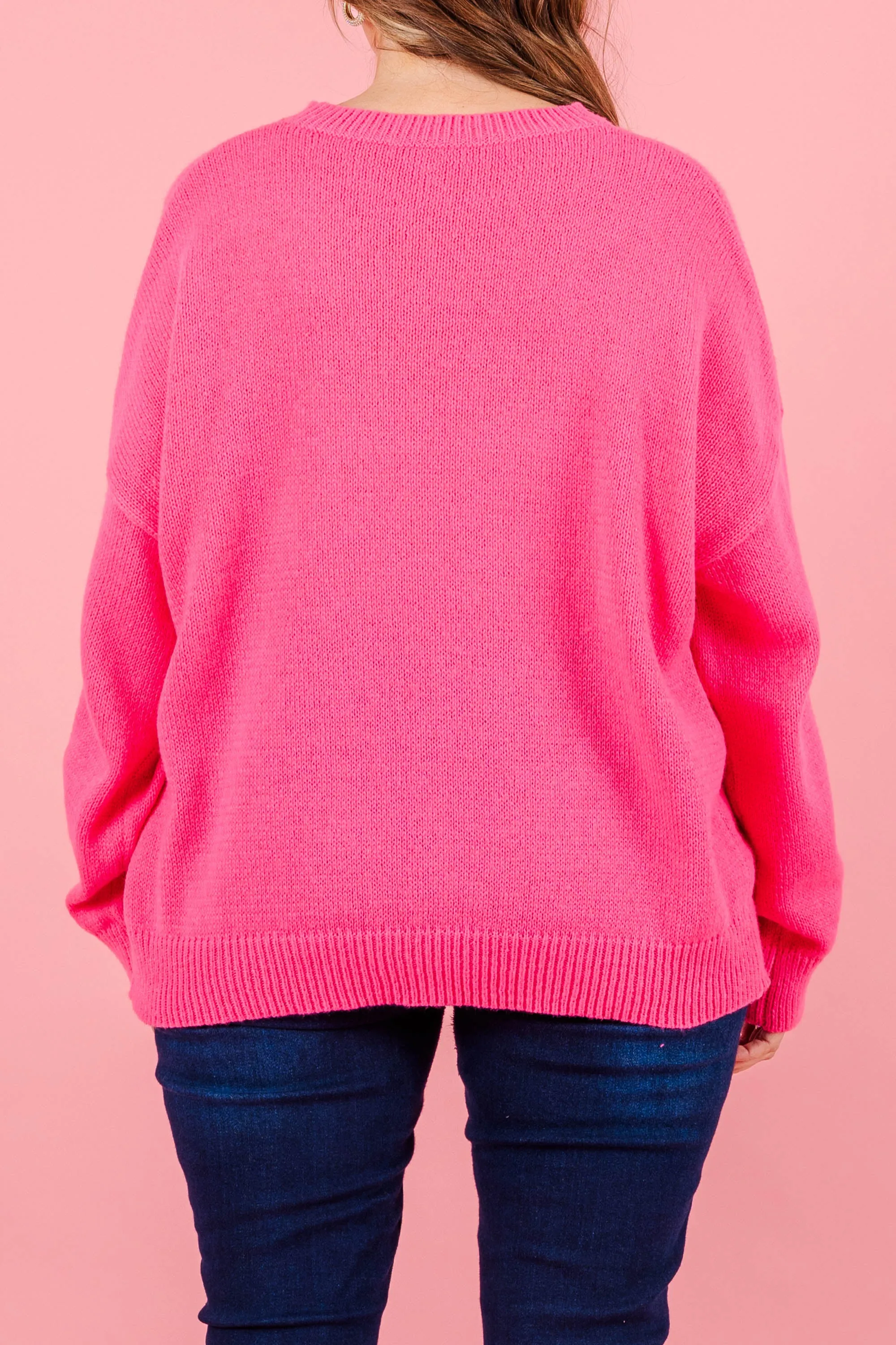 Can I Go Where You Go Sweater, Hot Pink