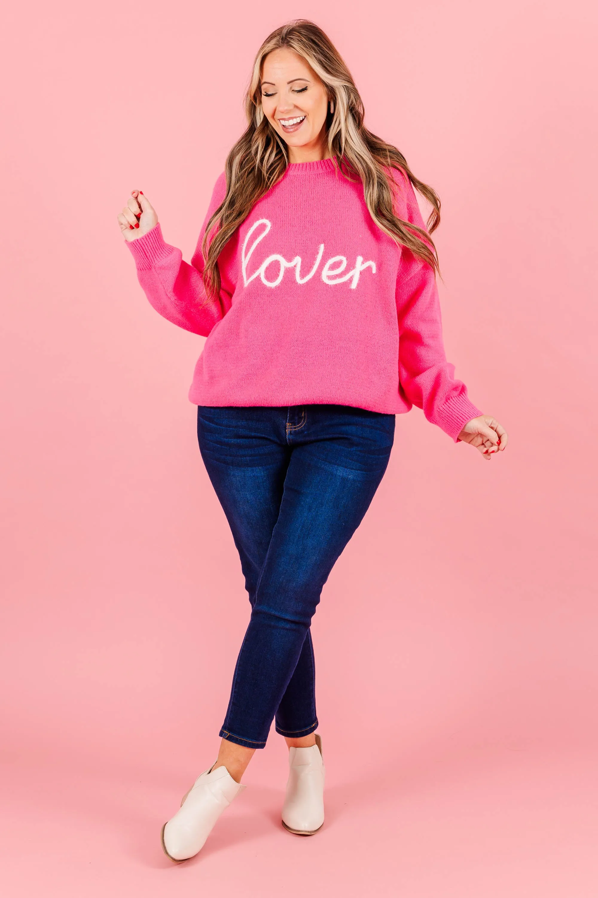 Can I Go Where You Go Sweater, Hot Pink