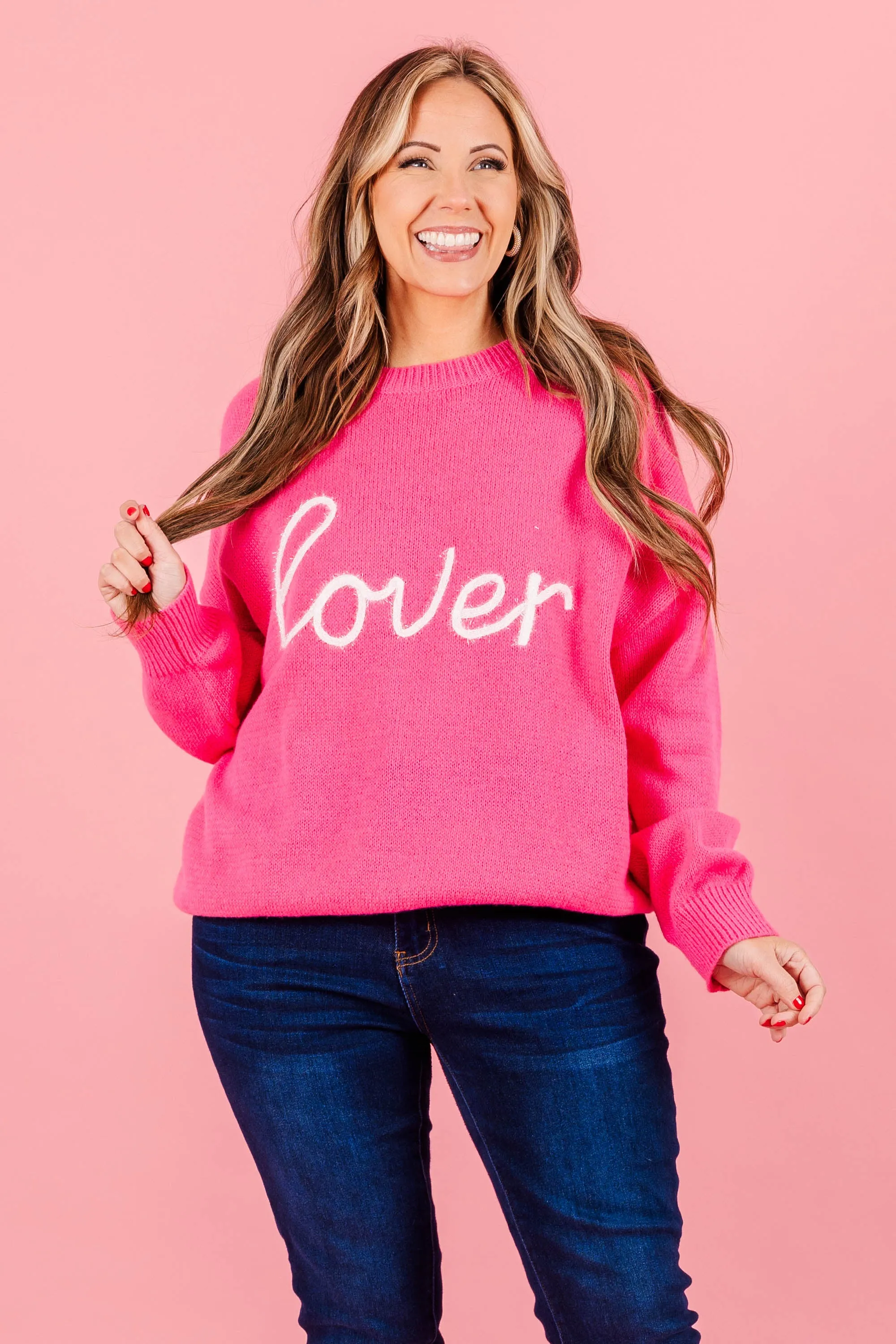 Can I Go Where You Go Sweater, Hot Pink