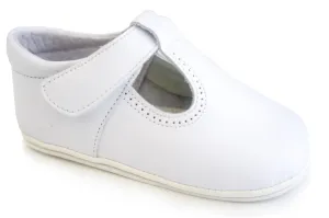 Classic Leather T-Strap Mary Janes Easy Open White unisex for Boys and Girls by Patucos