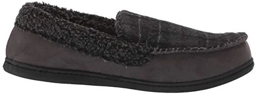 Dearfoams Men's Eli Microsuede Moccasin Slipper, Pavement, Small