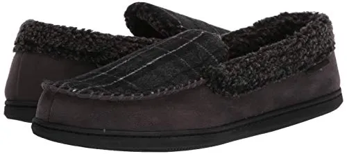 Dearfoams Men's Eli Microsuede Moccasin Slipper, Pavement, Small