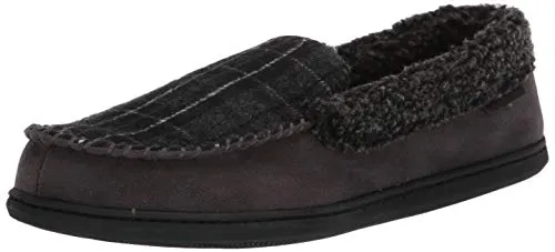 Dearfoams Men's Eli Microsuede Moccasin Slipper, Pavement, Small