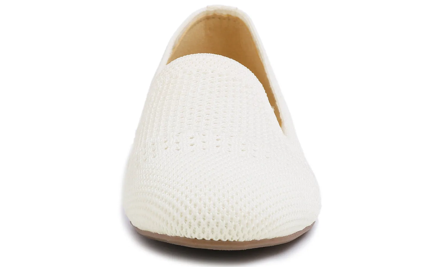 Feversole Women's Woven Fashion Breathable Knit Flat Shoes Cream White Loafer