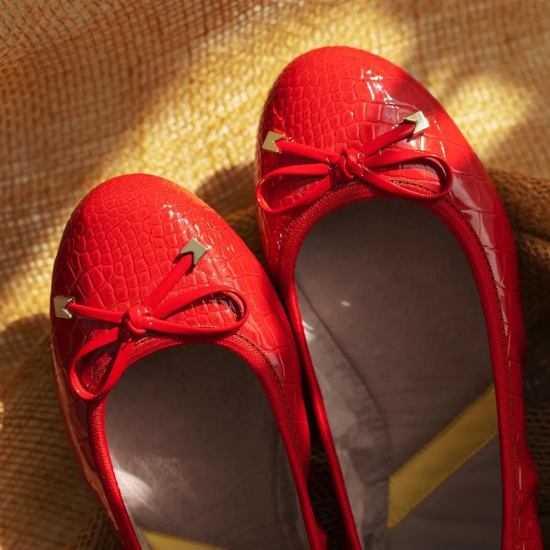 FRANKIE Ballet Flat Shoes - Red Patent Croc