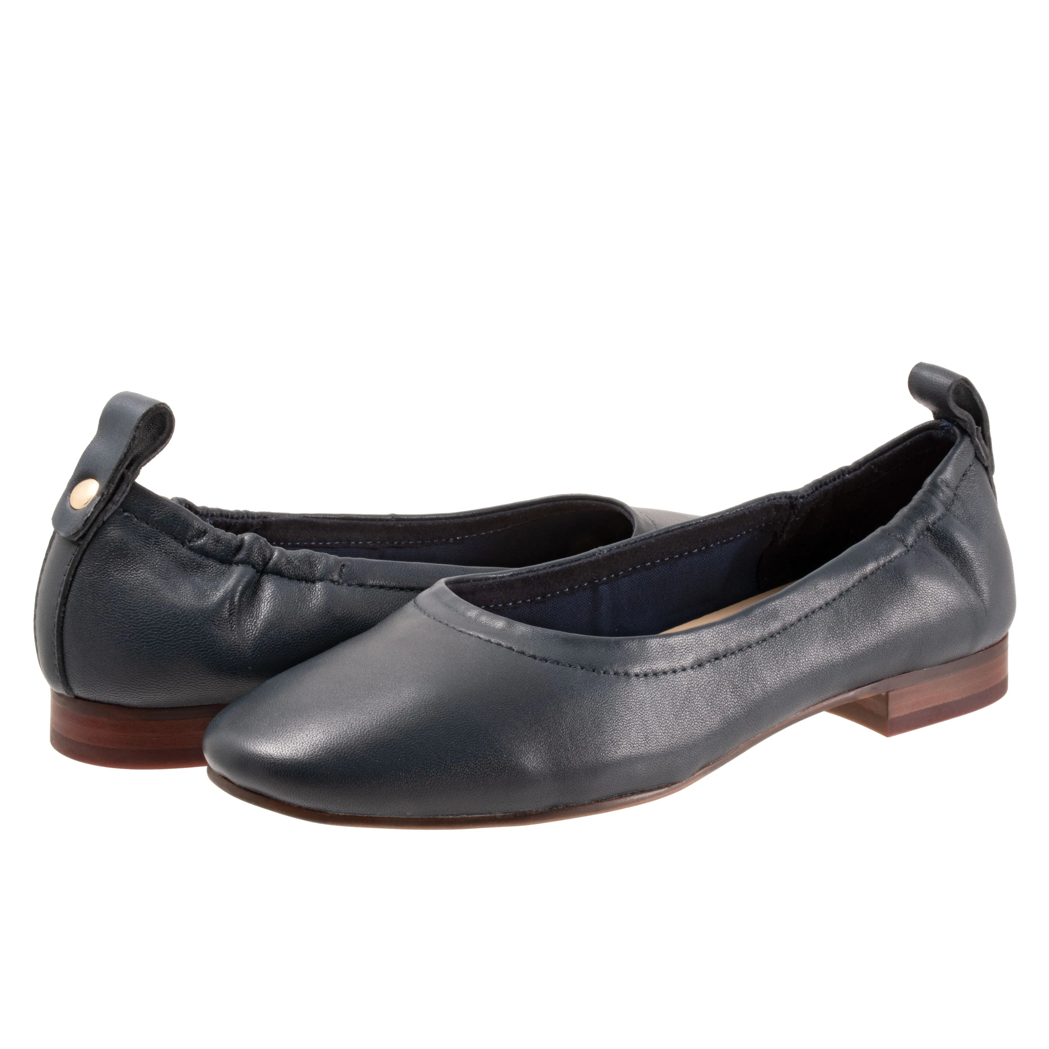 Gia Navy Low Heeled Slip-on Shoes