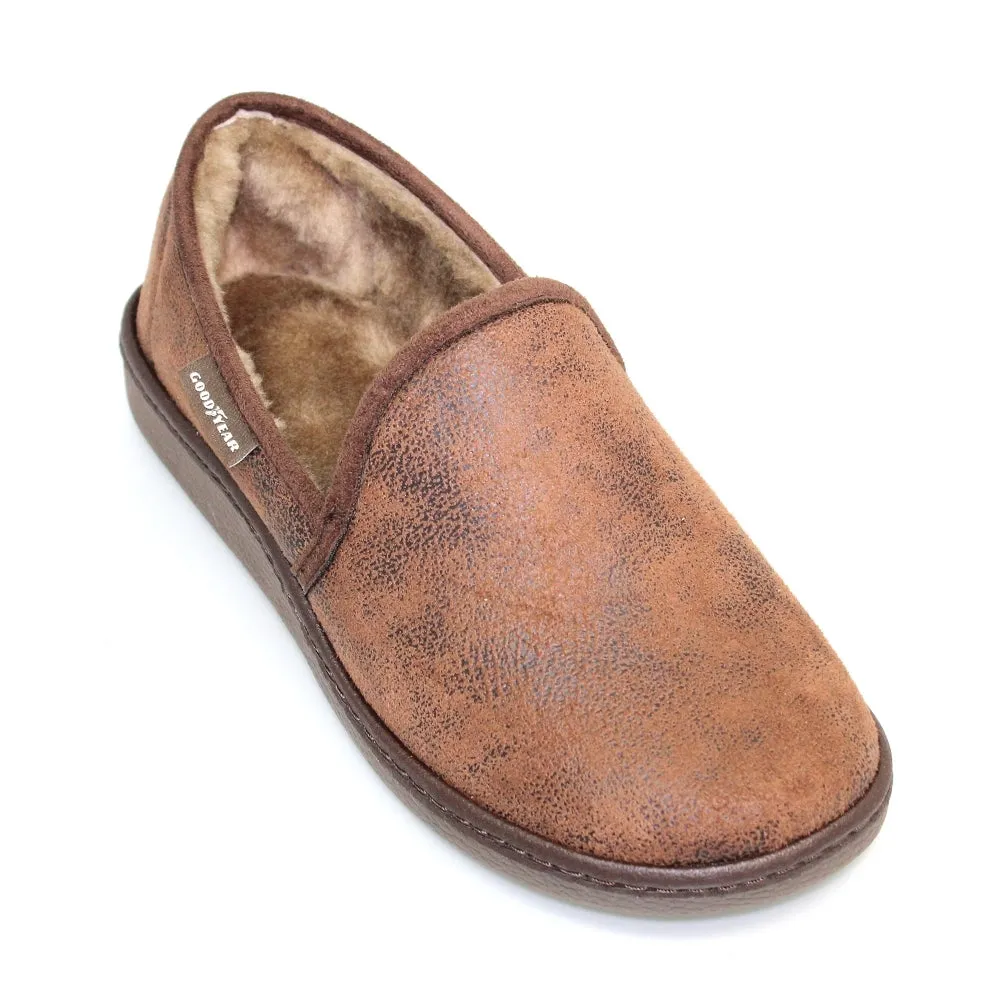 Goodyear Manor KMG021 Mens Brown Textile Slip On Slippers