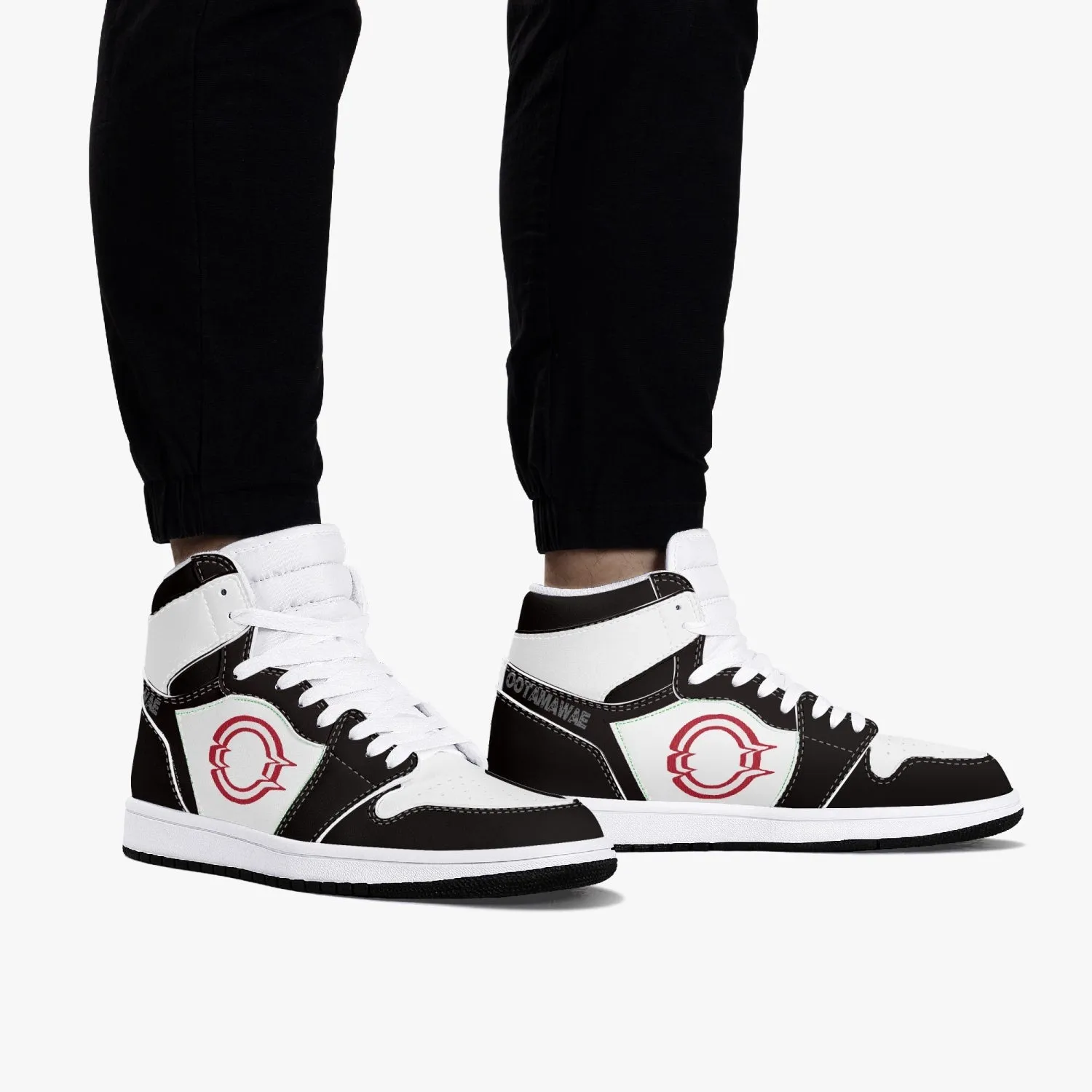 High-Top Leather Sneakers White & Black