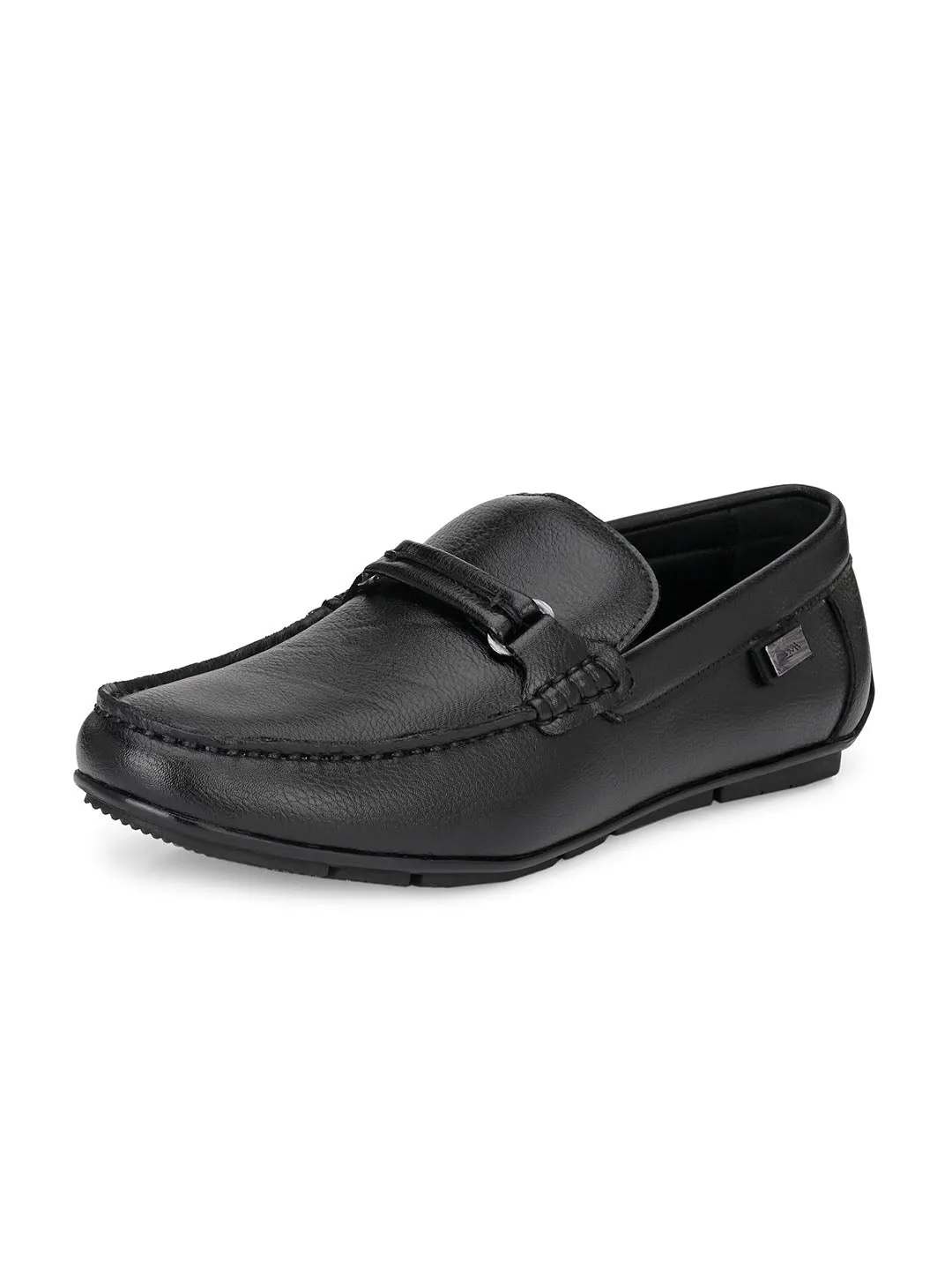 Hitz Men's Black Synthetic Slip-On Loafer Shoes