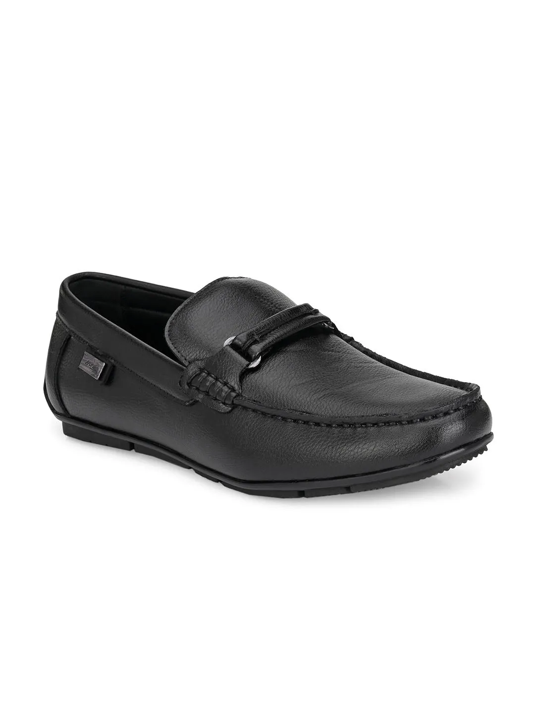 Hitz Men's Black Synthetic Slip-On Loafer Shoes