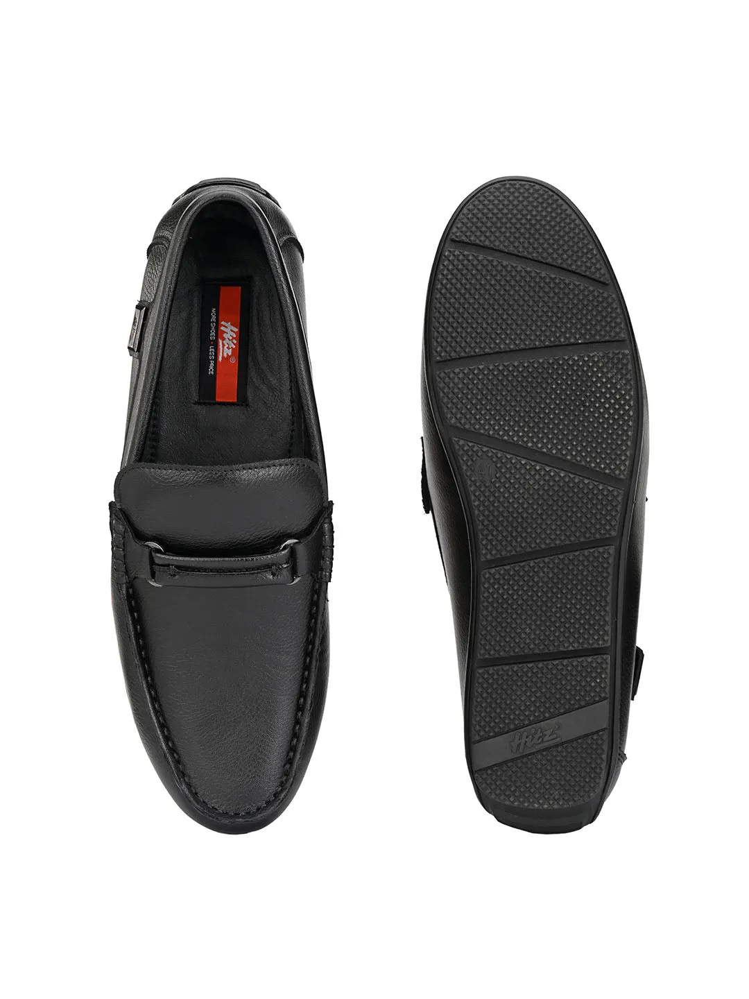 Hitz Men's Black Synthetic Slip-On Loafer Shoes