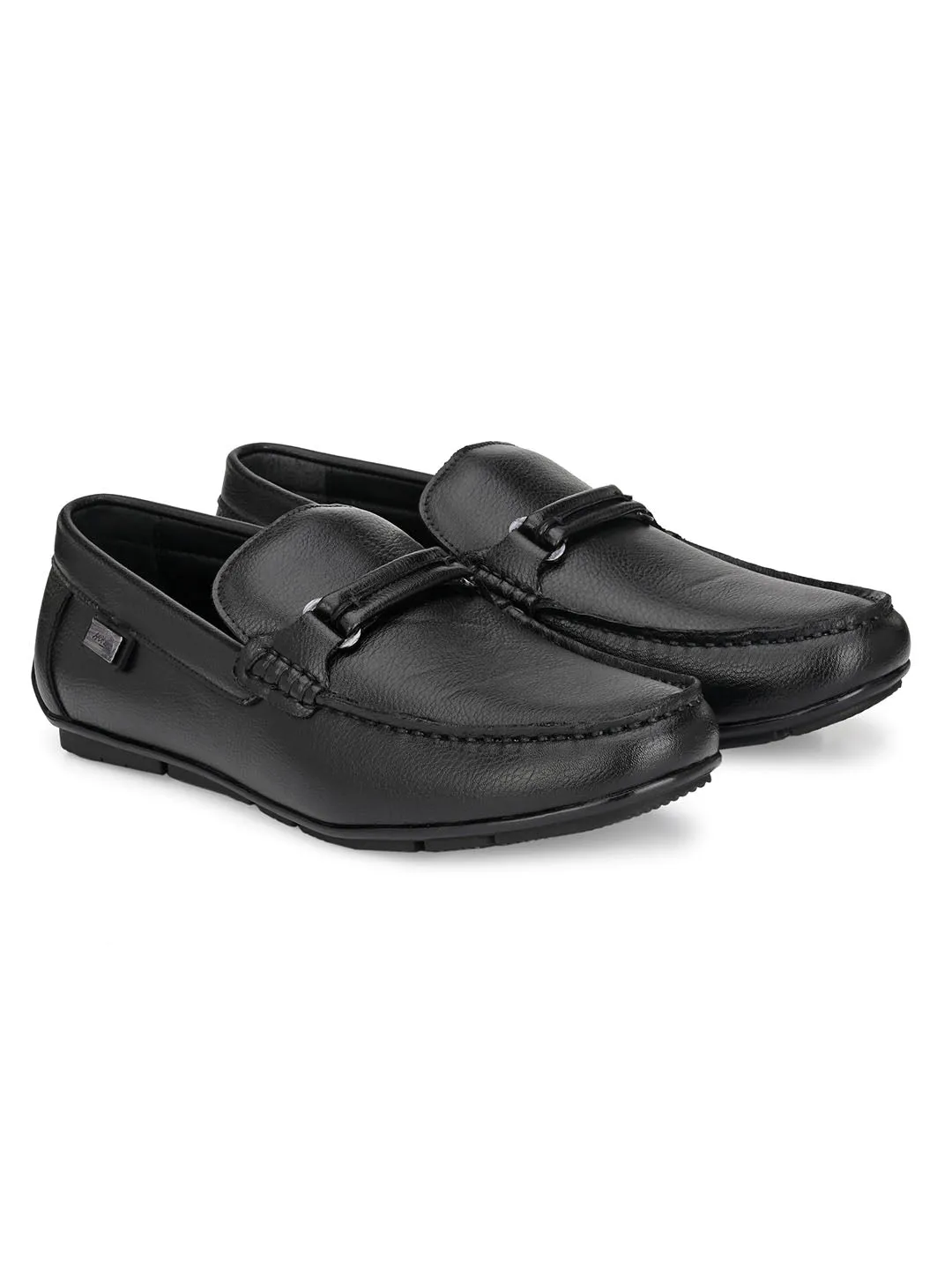 Hitz Men's Black Synthetic Slip-On Loafer Shoes