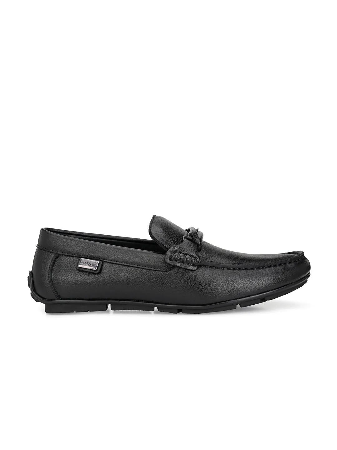 Hitz Men's Black Synthetic Slip-On Loafer Shoes