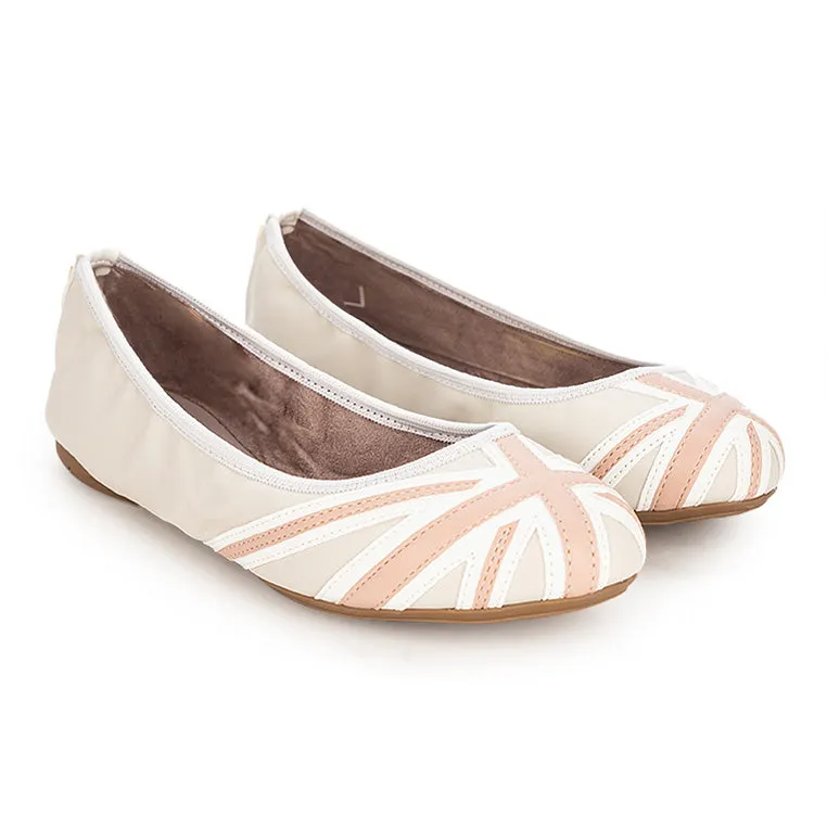 JACQUI Ballet Flat Shoes - Grey/Peach/White