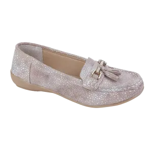 Ladies Leather Slip on Blush Shoes Tahiti Flat Jo & Joe