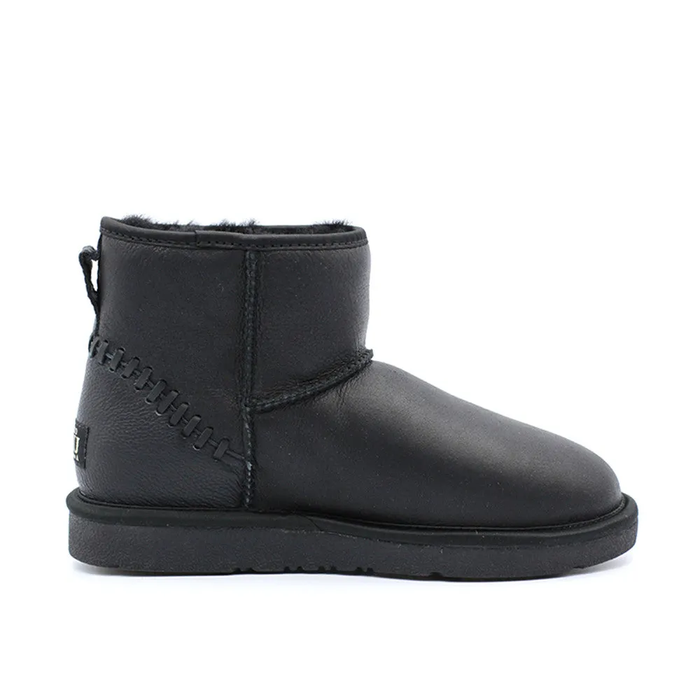 Leather Short Ugg Boot - Black