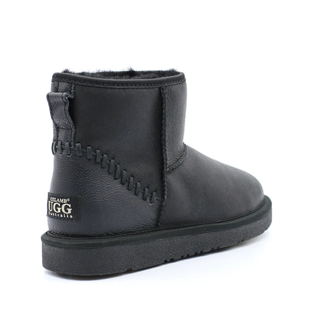 Leather Short Ugg Boot - Black