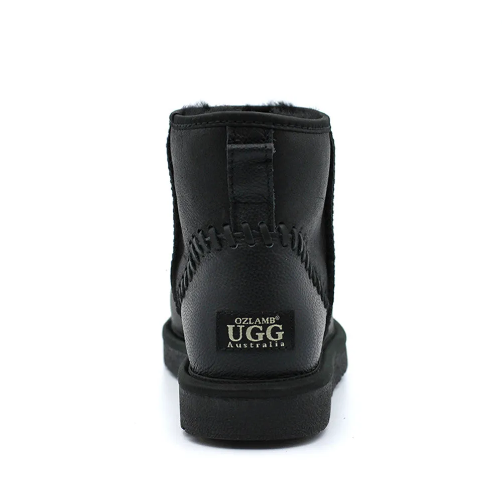 Leather Short Ugg Boot - Black