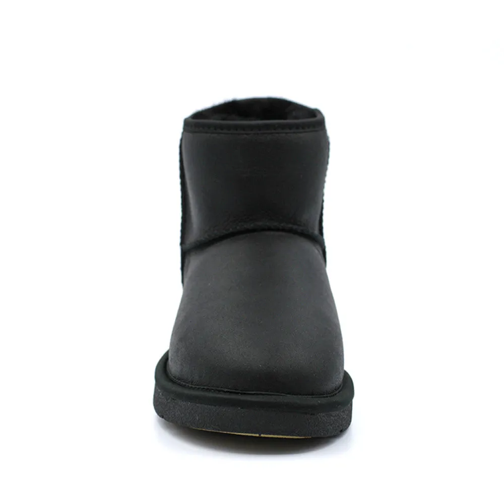 Leather Short Ugg Boot - Black