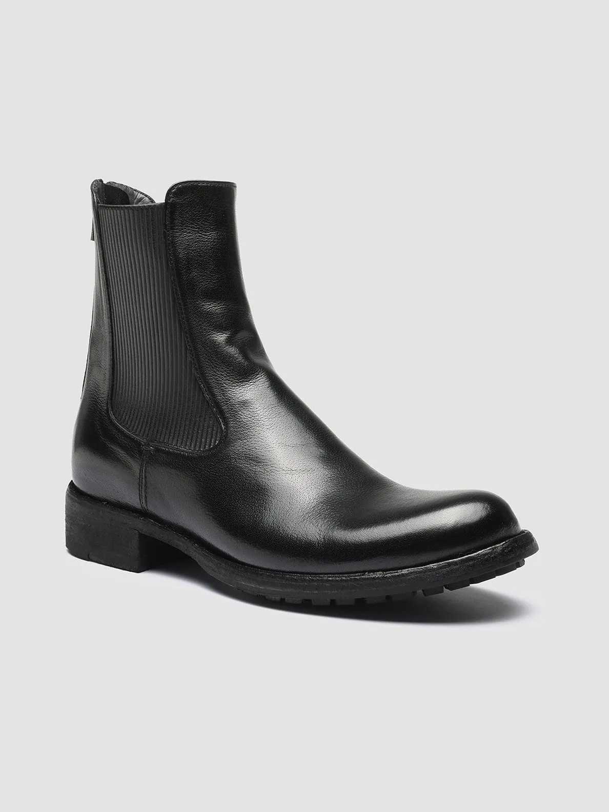 LEGRAND 213 - Black Zipped Leather Chelsea Boots