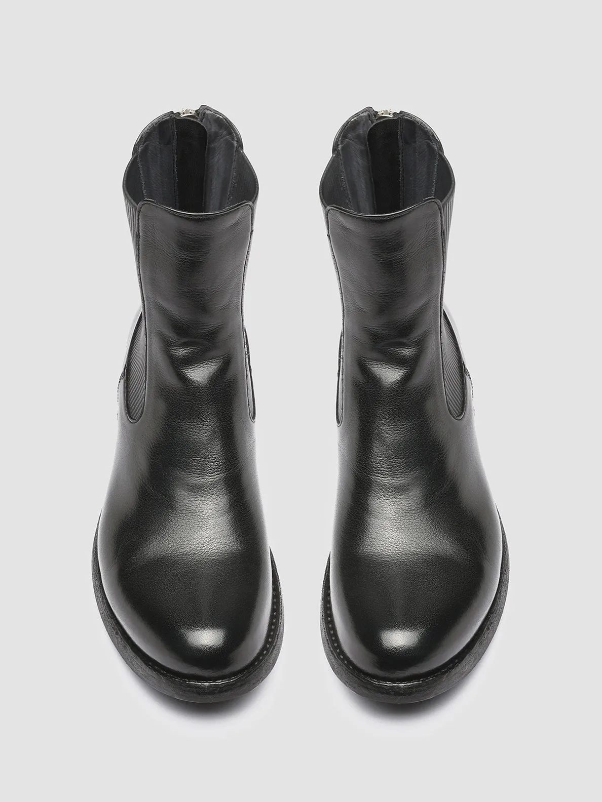 LEGRAND 213 - Black Zipped Leather Chelsea Boots