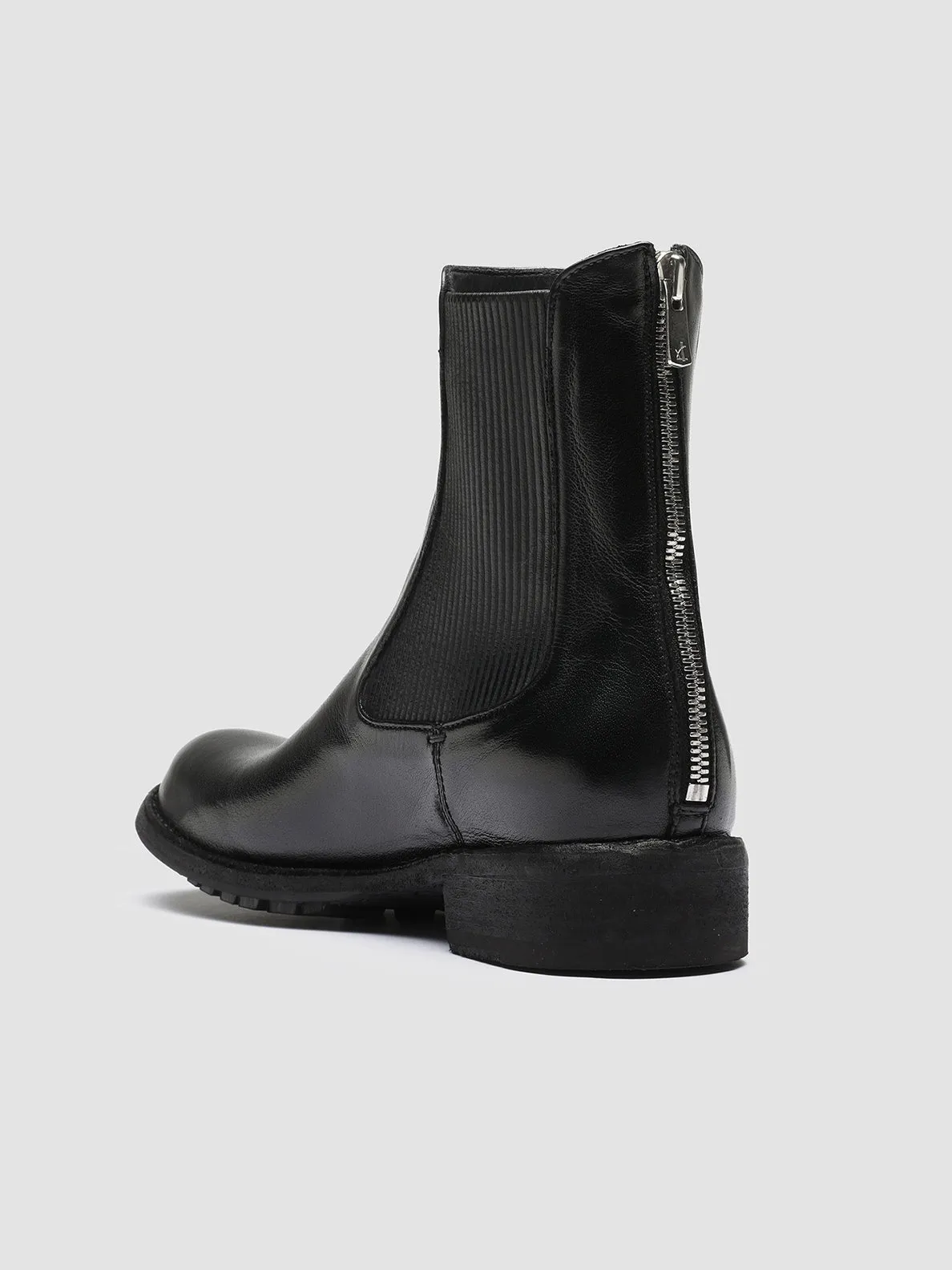 LEGRAND 213 - Black Zipped Leather Chelsea Boots