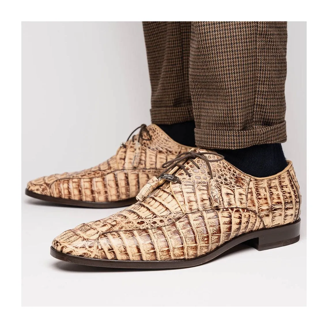 Marco Di Milano Apricena Men's Shoes Genuine Caiman Crocodile Dress Derby Oxfords (MDM1092)