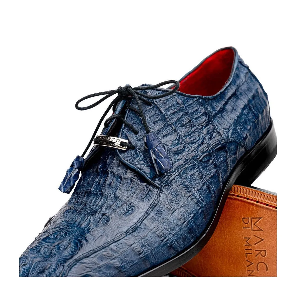 Marco Di Milano Apricena Men's Shoes Genuine Caiman Crocodile Dress Derby Oxfords (MDM1092)