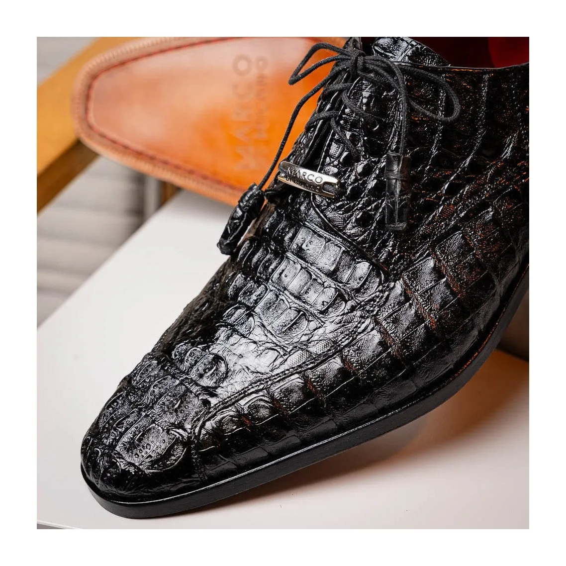 Marco Di Milano Apricena Men's Shoes Genuine Caiman Crocodile Dress Derby Oxfords (MDM1092)