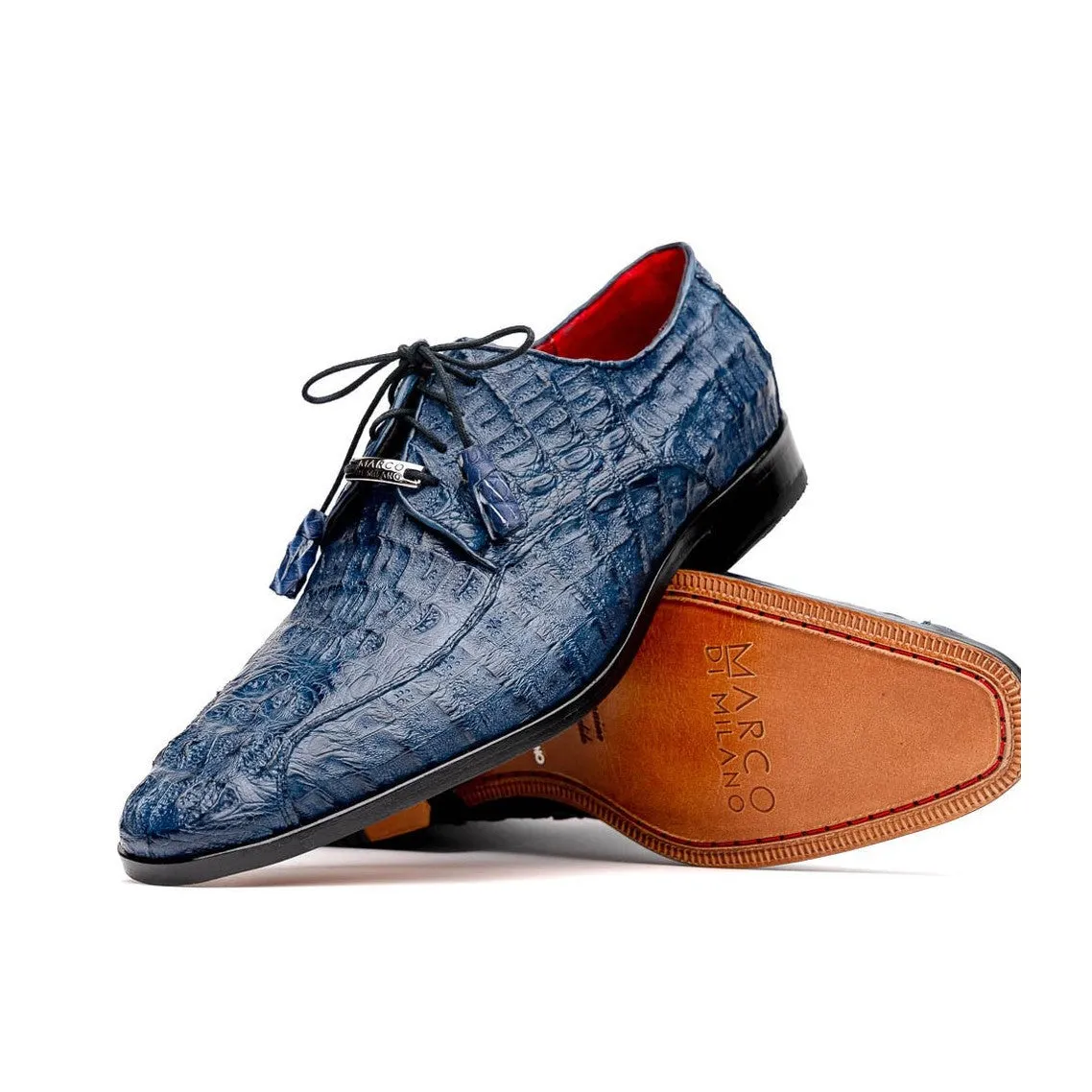 Marco Di Milano Apricena Men's Shoes Genuine Caiman Crocodile Dress Derby Oxfords (MDM1092)