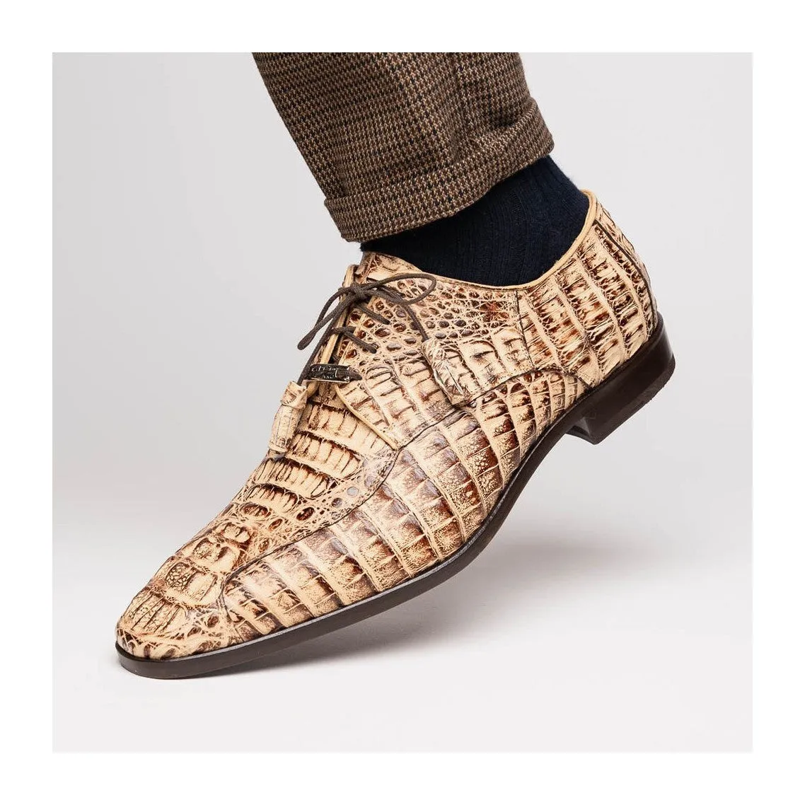 Marco Di Milano Apricena Men's Shoes Genuine Caiman Crocodile Dress Derby Oxfords (MDM1092)