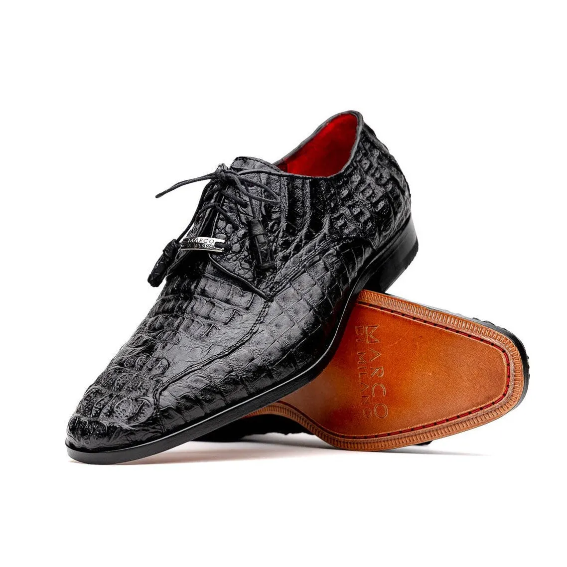 Marco Di Milano Apricena Men's Shoes Genuine Caiman Crocodile Dress Derby Oxfords (MDM1092)